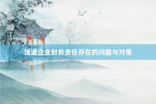 浅道企业财务责任存在的问题与对策