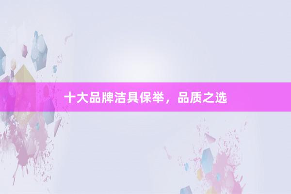 十大品牌洁具保举，品质之选
